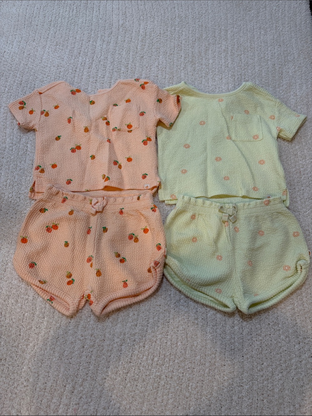 NEXTbaby Peach & Lemon Knit Baby Short Set